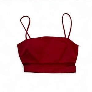 Red Spaghetti Strap Crop Top With Cutout
